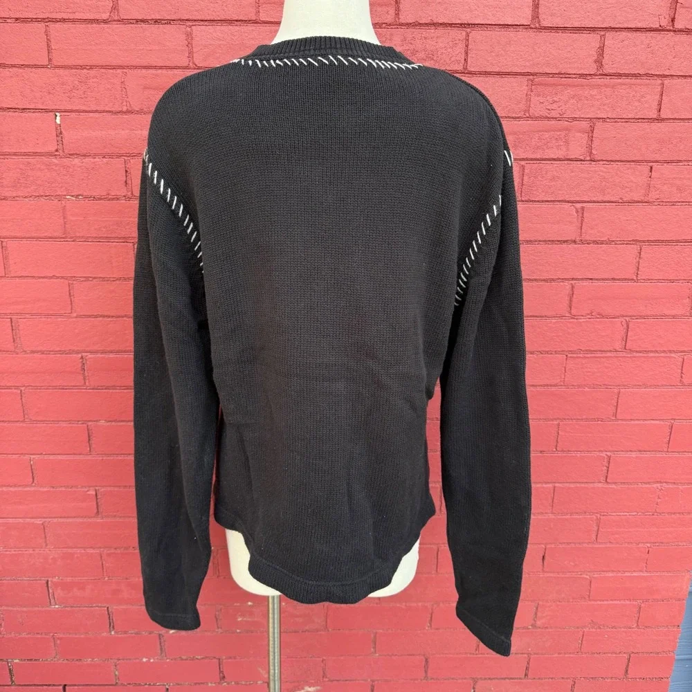 Harley‎ Davidson Women V Neck Sweater XL Black Pullover Knit Biker Streetwear